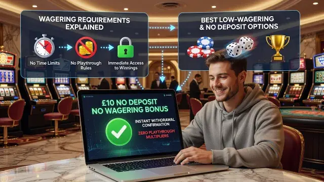 No Wagering Casinos: Wagering Requirements Explained and the Best Low-Wagering + No Deposit No Wagering Bonus Options